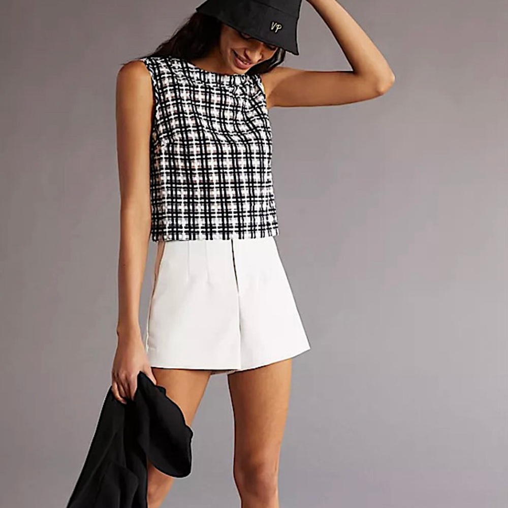 Anthropologie Black and White Crop Tank Top